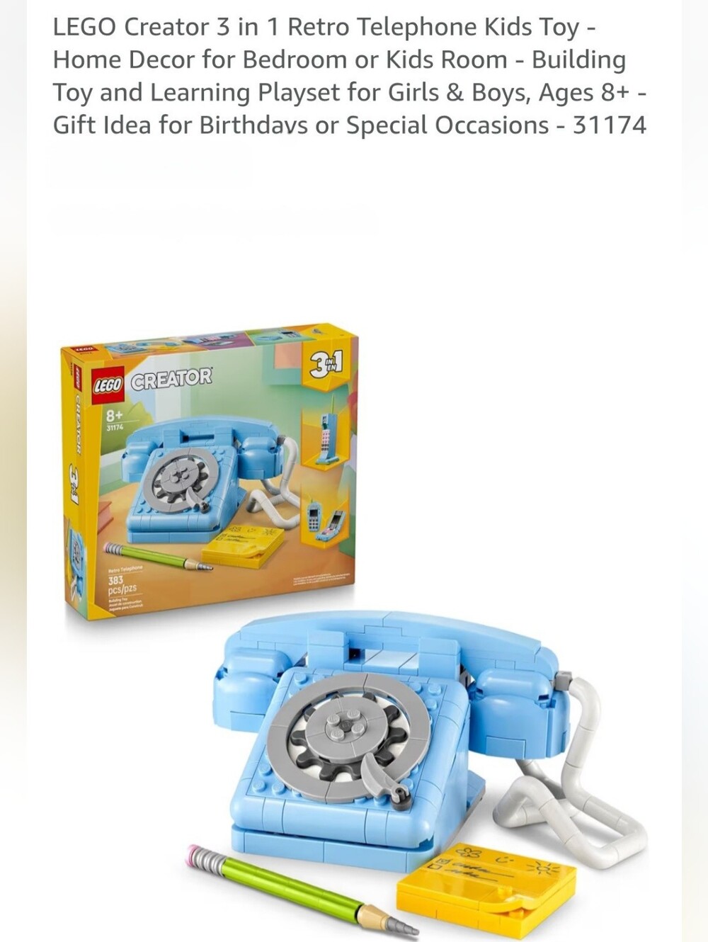 Lego Retro Rotary Phone Building Toy